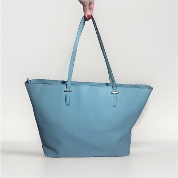 Kate Spade New York Tote Celeste Blue Large Cedar Street Leather Zip Closure - Picture 2 of 16